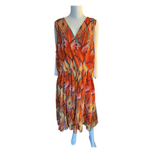 Ashro Orange Animal Multi Summer Church Cruise Lavita Dress Size 2Xl 22W